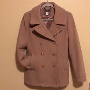 J. Crew Stadium Cloth Nero Gori Tan Pea Coat 🧥